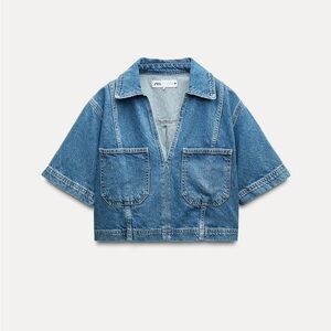 Zara Cropped Denim Shirt